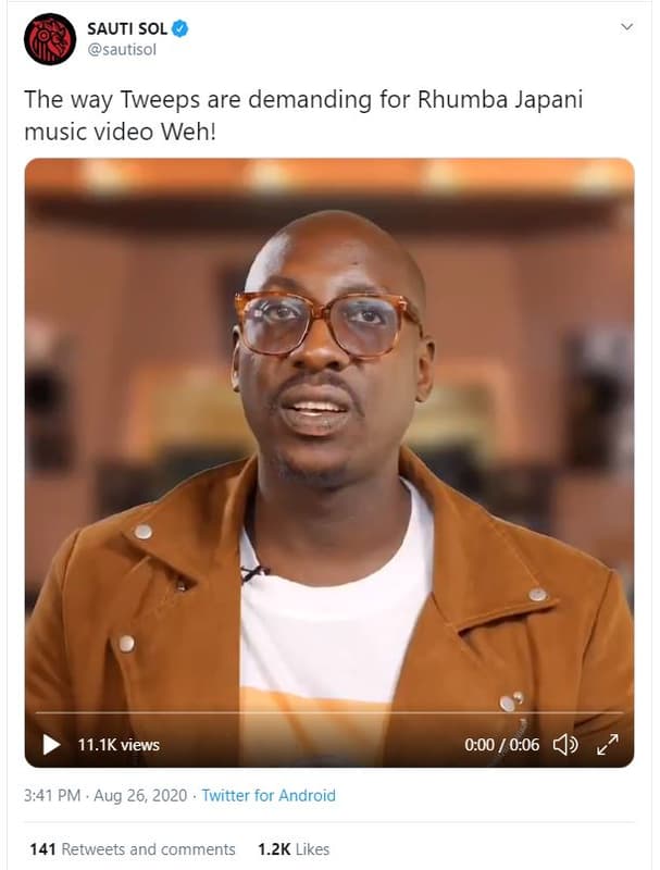 Sauti sol sautisol the way tweeps are demanding for rhumba japani music video we