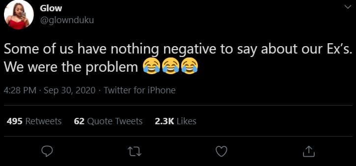 Glow glownduku some of us have nothing negative to say about our ex's we were th