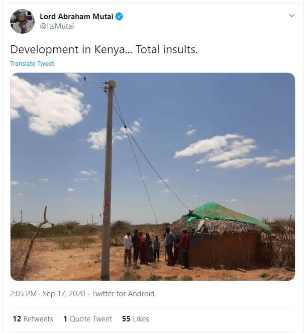Lord abraham mutai itsmutai development in kenya. total insults. translate twvee