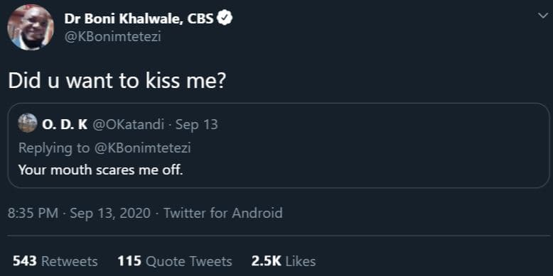 Dr boni khalwale, cbs kbonimtetezi did u want to kiss me? 0. d. k okatandi sep 1