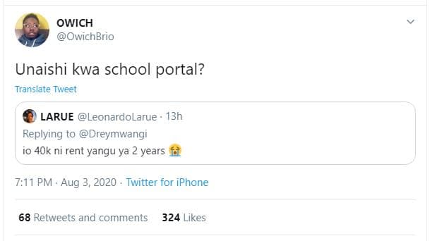 Owich owichbrio unaishi kwa school portal? translate tweet larue leonardolarue 1