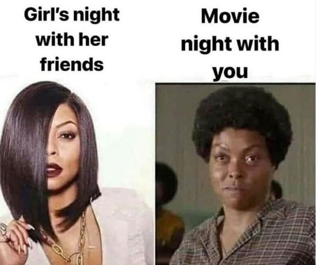 Girl's night with her friends movie night with you