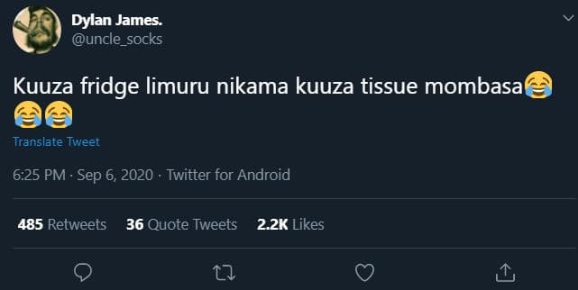 Dylan james. uncle_socks kuuza fridge limuru nikama kuuza tissue mombasa transla