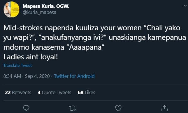 Mapesa kuria, ogw. kuria_mapesa midstrokes napenda kuuliza your women chali yako