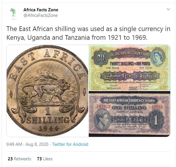 Africa facts zone africafactszone the east african shilling was used as a single