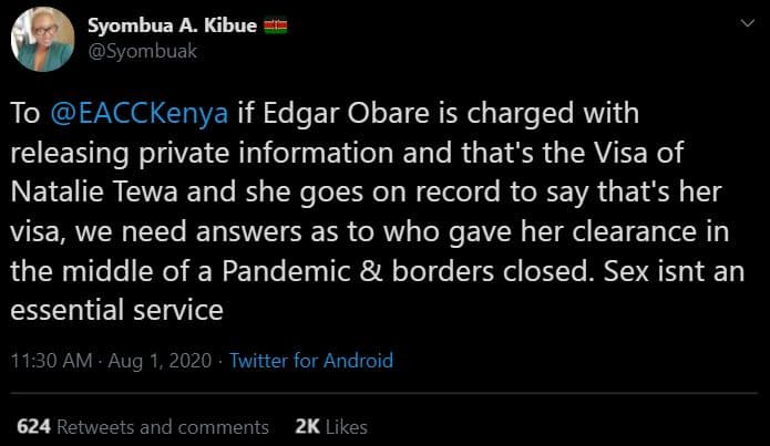 Syombua a. kibue syombuak to eacckenya if edgar obare is charged with releasing