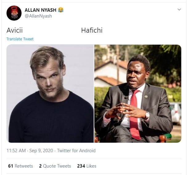 Allan nyash allannyash avicii translate tweet hafichi 11.52 am . sep 9 twitter f