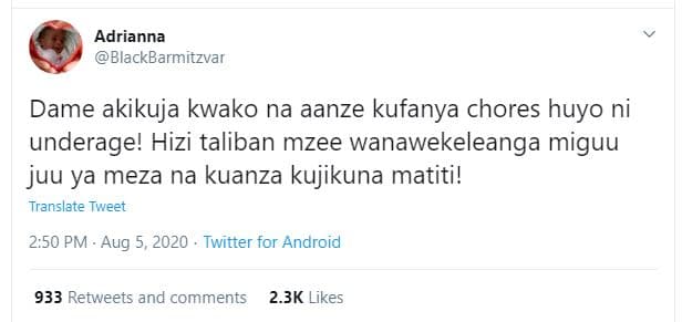 Adrianna blackbarmitzvar dame akikuja kwako na aanze kufanya chores huyo ni unde