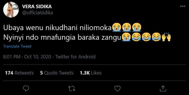 Vera sidika officialsidika ubaya wenu nikudhani niliomoka nyinyi ndo mnafungia b