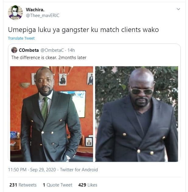 Wachira thee_maveric umepiga luku ya gangster ku match clients wako translate tw