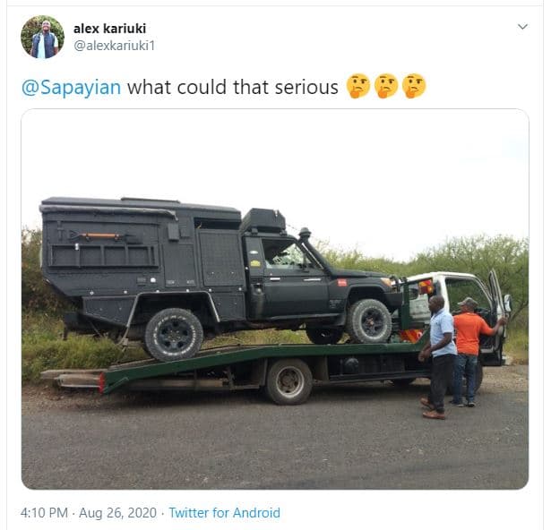 Alex kariuki alexkarıukı sapayian what could that serious 4,10 pm aug 26, twitte