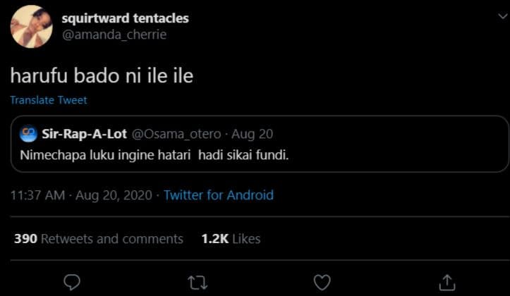 Squirtward tentacles amanda_cherrie harufu bado ni ile ile translate tweet sirra
