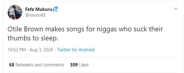 Fafa mukuru osoroke otile brown makes songs for niggas who suck their thumbs to