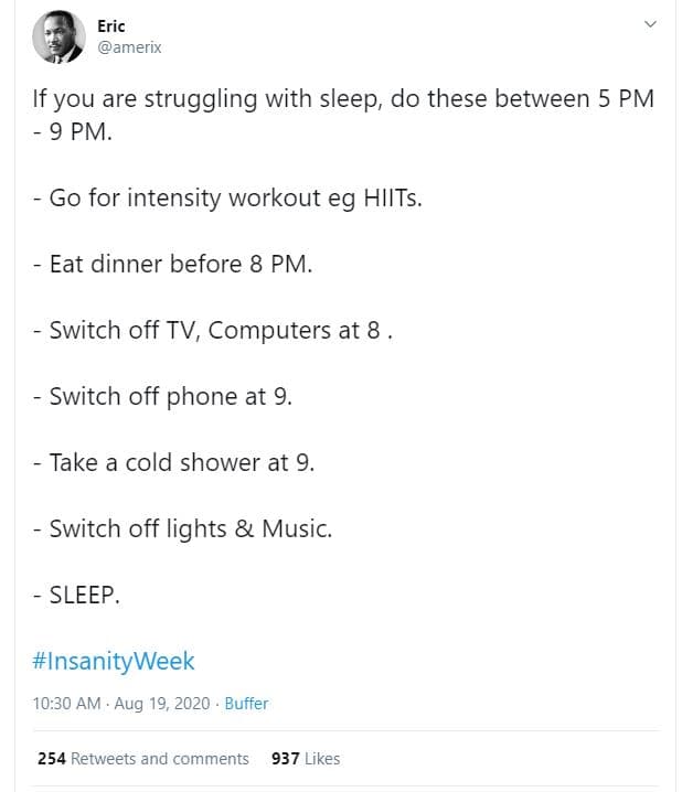 Eric amerıx if you are struggling with sleep do these between 5 pm 9 pm. go for