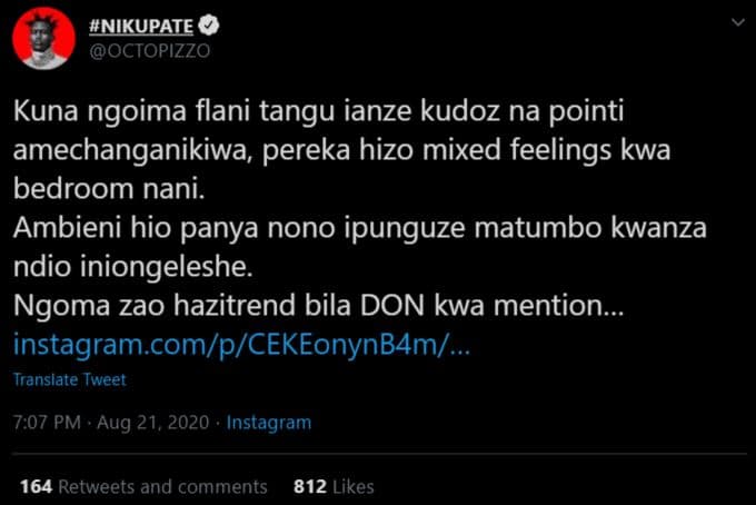 Nikupate octopizzo kuna ngoima flani tangu ianze kudoz na pointi amechanganikiwa