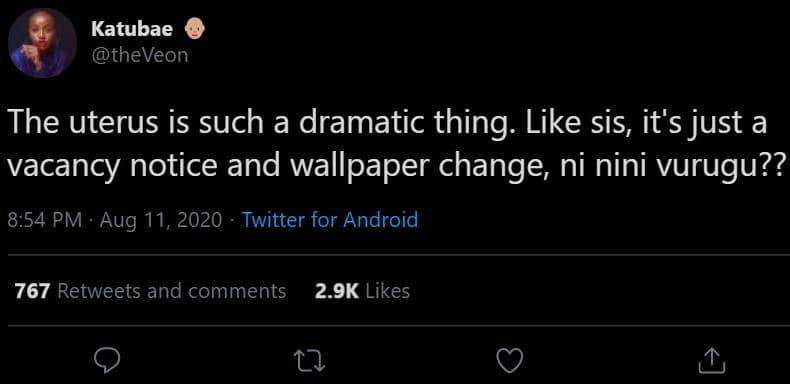 Katubae theveon the uterus is such a dramatic thing like sis it's just a vacancy