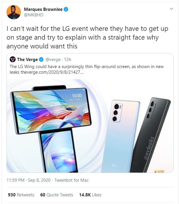 Marques brownlee mkbhd can't wait for the lg event where they have to get up on