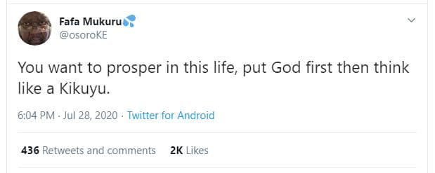 Fafa mukuru osoroke you want to prosper in this life put god first then think li