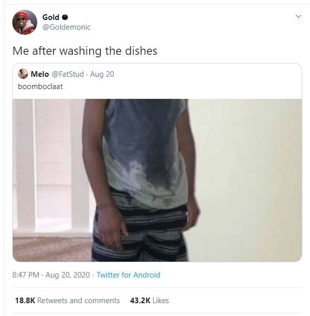 Gold goldemonic me after washing the dishes melo fatstud , aug 20 boomboclaat 8,