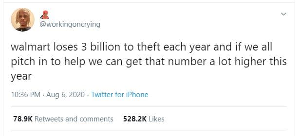 Workingoncrying walmart loses 3 billion to theft each year and if we all pitch i