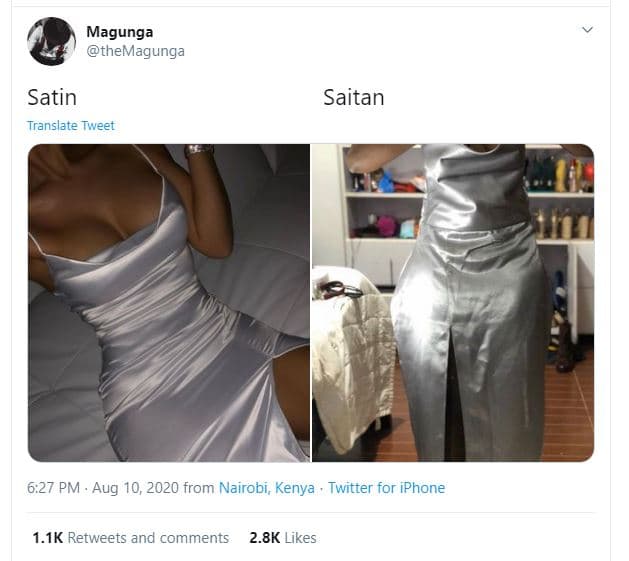 Magunga themagunga satin translate tweet saitan 6.27 pm . aug 10, from nairobi k