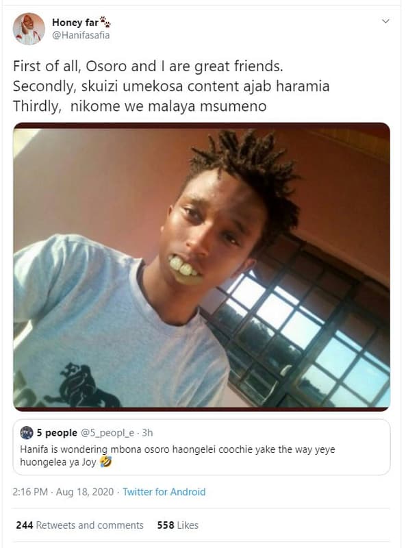 Honey far hanifasafia first of all, osoro and are great friends secondly, skuizi