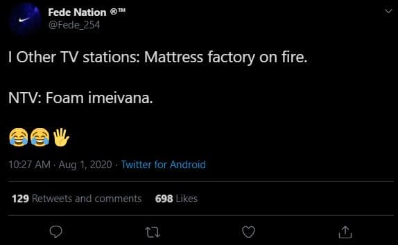 Fede nation fede_254 other tv stations mattress factory on fire ntv foam imeivan