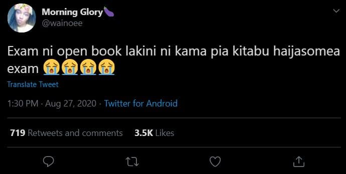 Morning glory wainoee exam ni open book lakini ni kama pia kitabu haijasomea exa