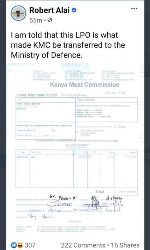 Robert alai 55m am told that this lpo is what made kmc be transferred to the min