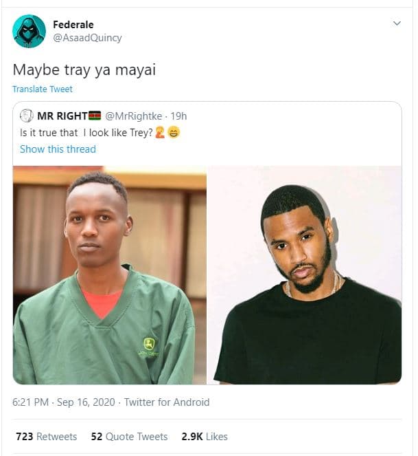 Federale asaadquincy maybe tray ya mayai translate tweet mr right mrrightke 19h