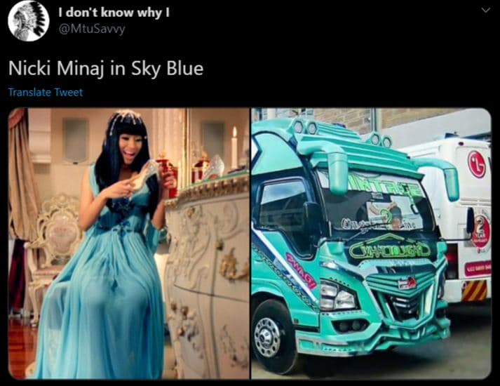 Don't know why mtusavvy nicki minaj in sky blue translate tweet ogd