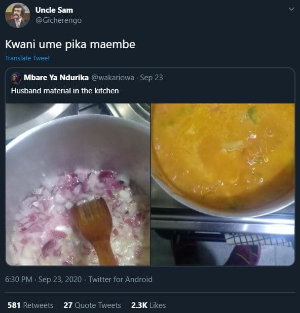 Uncle sam gicherengo kwani ume pika maembe translate tweet mbare ya ndurika waka