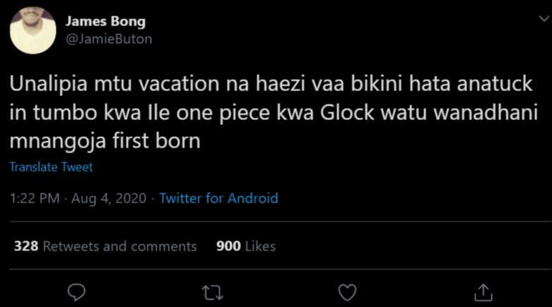 James bong jamiebuton unalipia mtu vacation na haezi vaa bikini hata anatuck in