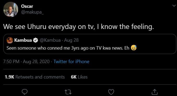 Oscar makupa _ we see uhuru everyday on tv, know the feeling kambua kambua aug 2