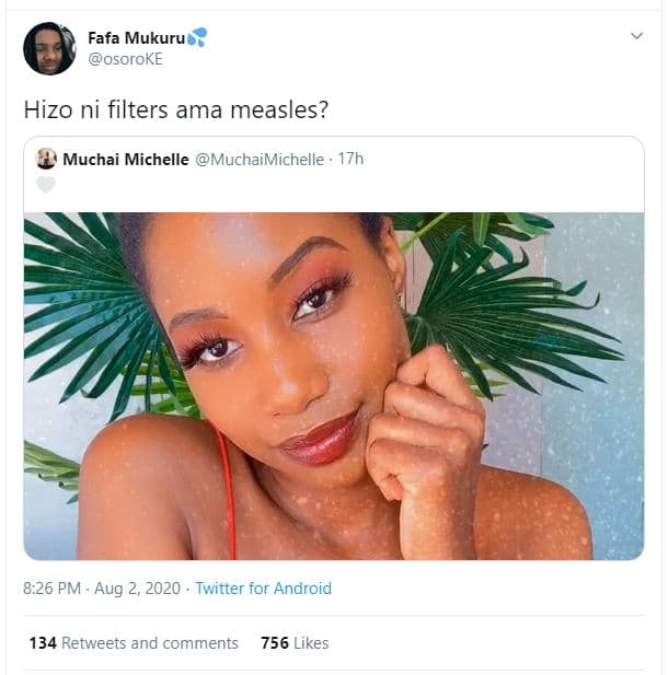 Fafa mukuru osoroke hizo ni filters ama measles? muchai michelle muchaimichelle