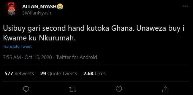 Allan_nyash allannyash usibuy gari second hand kutoka ghana unaweza buy kwame ku