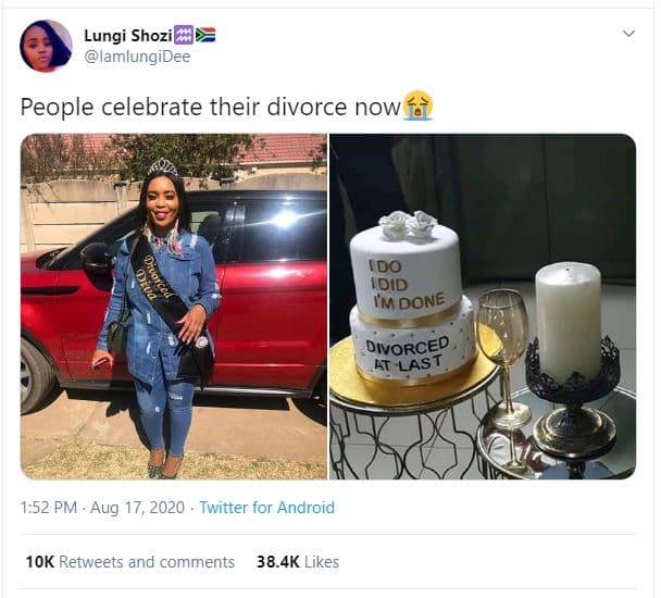 Lungi shozi amlungidee people celebrate their divorce now do idid im done divorc