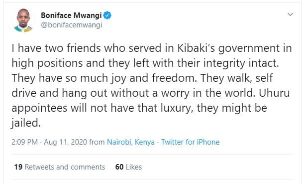 Boniface mwangi bonifacemwangi have two friends who served in kibaki's governmen