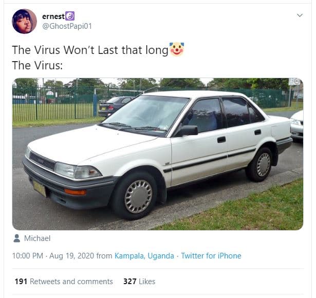 Ernest ghostpapi01 the virus won't last that long the virus michael 10.00 pm aug