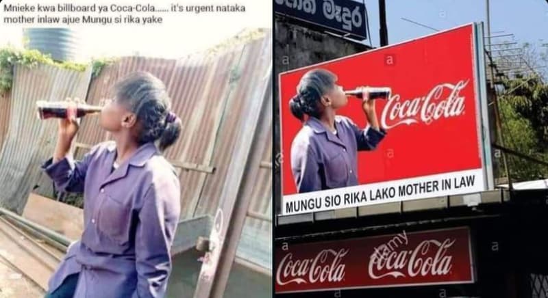 Mnieke kwu billboard ya coca cola its uruent nataka mnother inlaw ajue munqu si