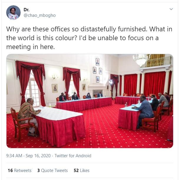 Dr. chao_mbogho why are these offices so distastefully furnished. what in the wo