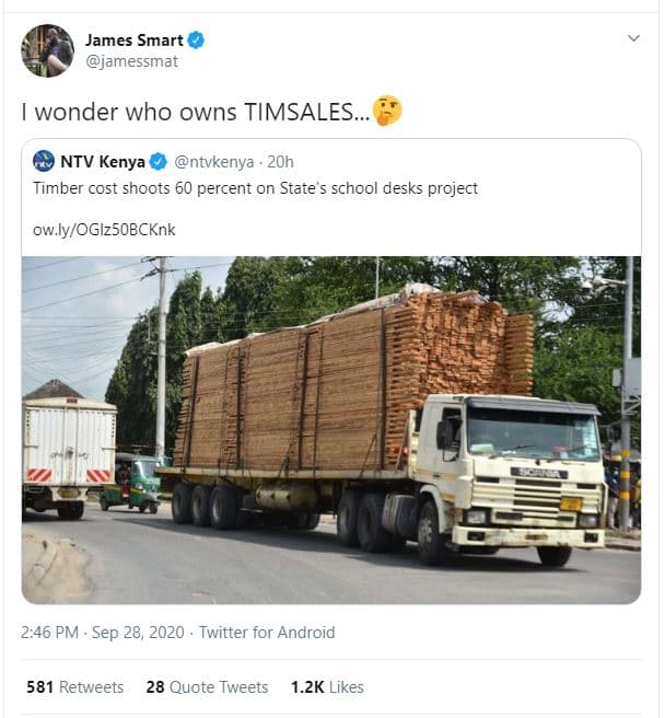 James smart jamessmat wonder who owns timsales. ntv kenya ntvkenya . 20h timber
