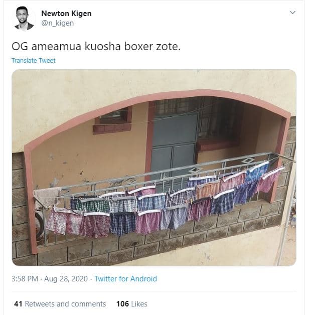 Newton kigen n_kigen og ameamua kuosha boxer zote translate tweet 3.58 pm aug 28