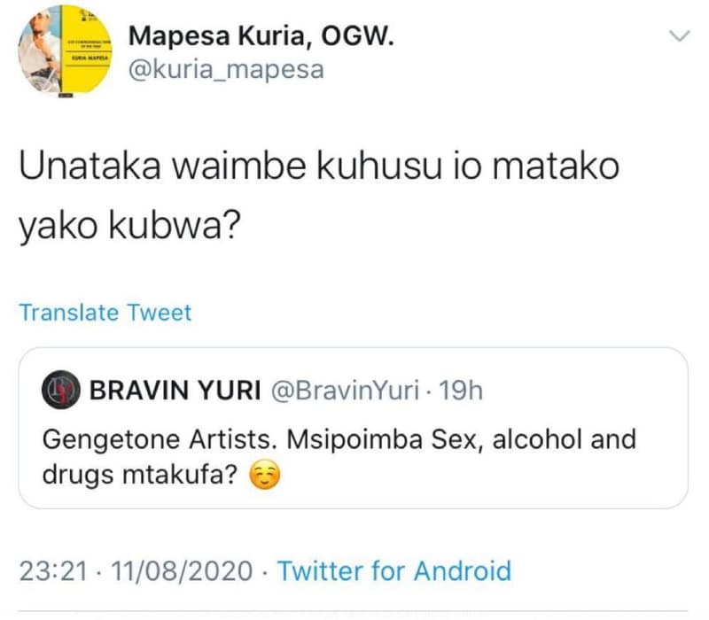 Mapesa kuria, ogw. kuria_mapesa unataka waimbe kuhusu io matako yako kubwa? tran