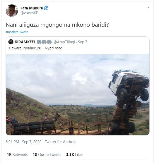 Fafa mukuru osoroke nani aliiguza mgongo na mkono baridi? translate tweet kiramk