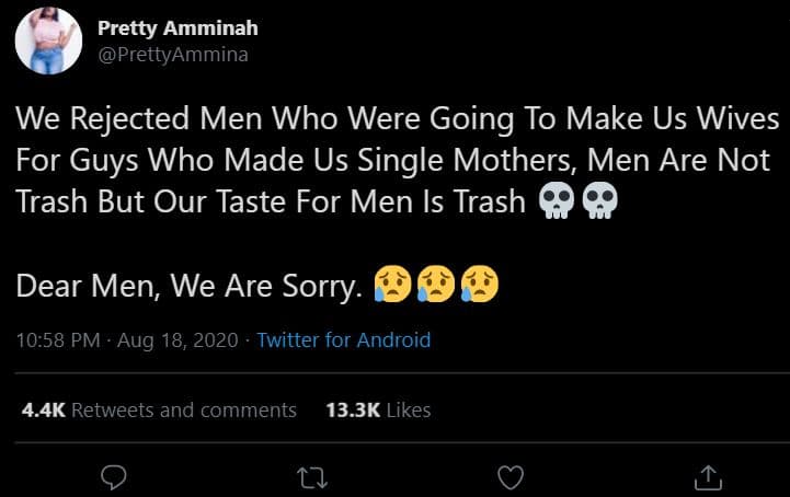 Pretty amminah prettyammina we rejected men who were going to make us wives for