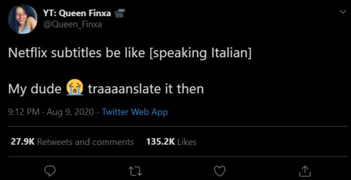 Yt queen finxa queen_finxa netflix subtitles be like speaking italian my dude tr