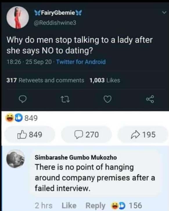 'fairygbemie reddlshwine3 why do men stop talking to a lady after she says no to