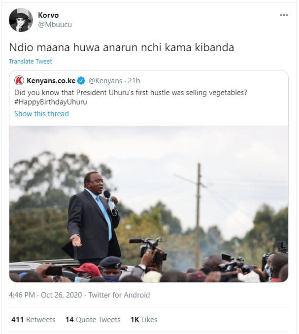 Korvo mbuucu ndio maana huwa anarun nchi kama kibanda translate tweet kenyans.co