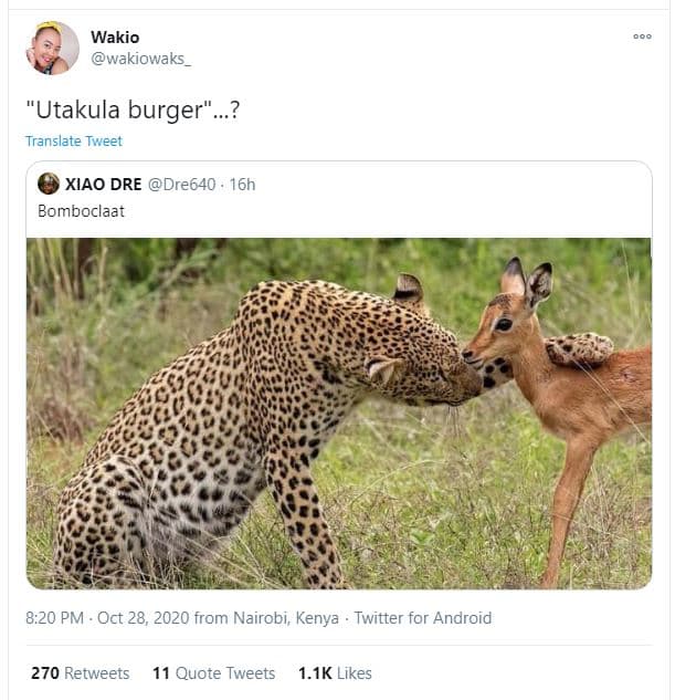 Wakio wakiowaks_ 'utakula burger translate tweet xiao dre dre640 16h bomboclaat